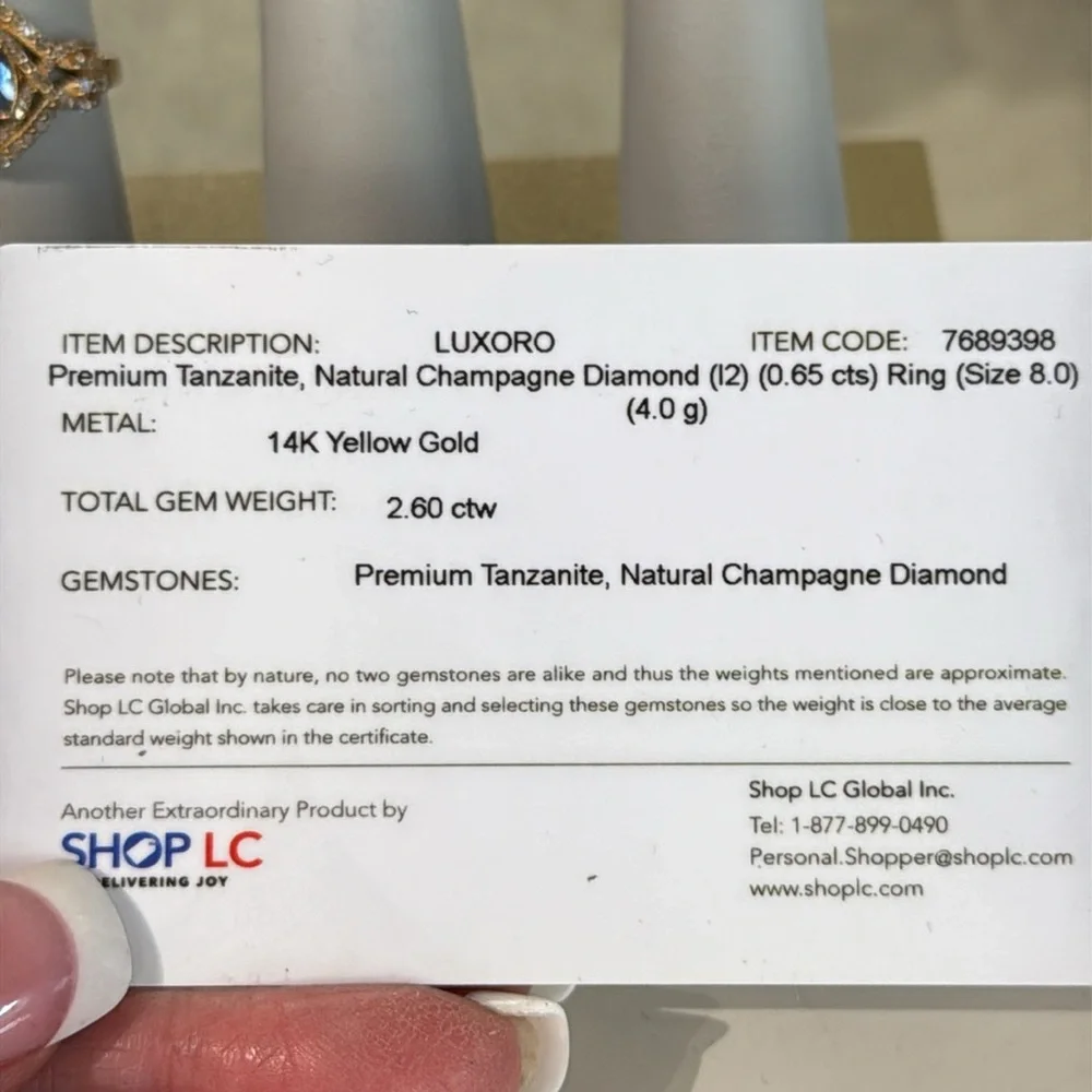 468537 14k Tanzanite Champagne Diamond with cert - Picture 3 of 4